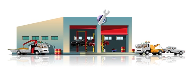 Gratis Vektor lastbilservice och garage