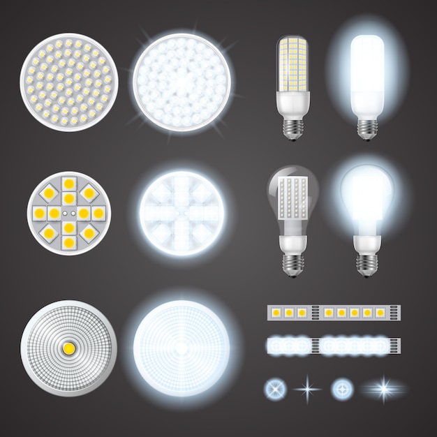 Gratis Vektor led lamper og lyseffekter sæt
