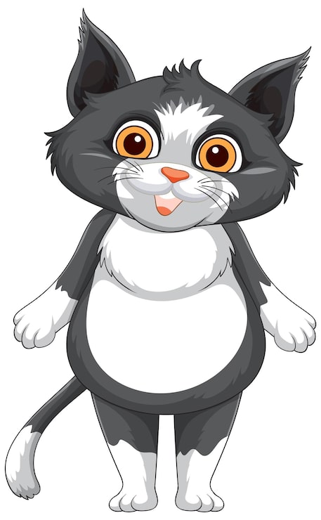 Gratis Vektor lekfull tecknad kattillustration