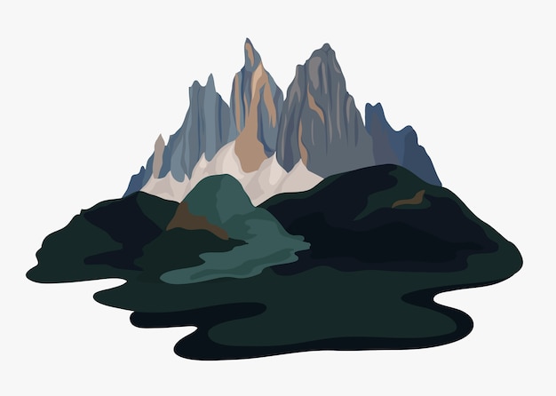 Gratis Vektor malet bjerglandskabsillustration