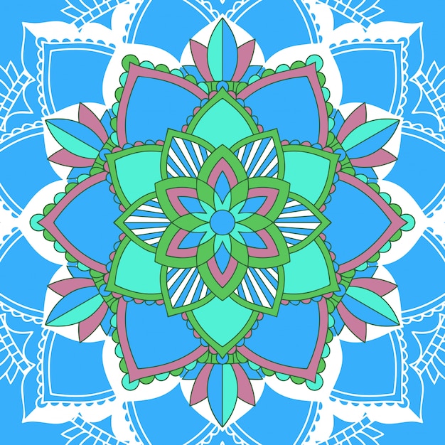 Gratis Vektor mandala design på blå baggrund