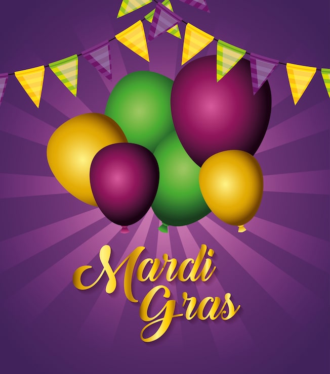 Gratis Vektor mardi gras-fejring med balloner