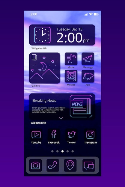 Gratis Vektor neon hjemmeskærm interface