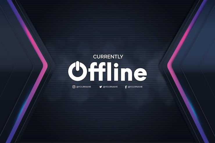 Gratis Vektor offline twitch-banner med 3d-bakgrund