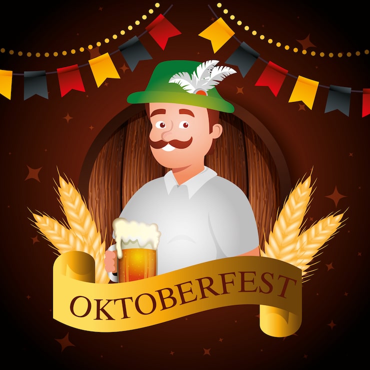 Gratis Vektor oktoberfest och man med ölillustration