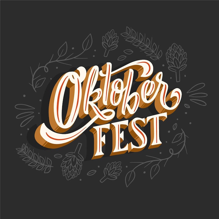 Gratis Vektor oktoberfest-text med olika tecknade element