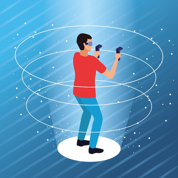 Gratis Vektor par der leger med virtual reality