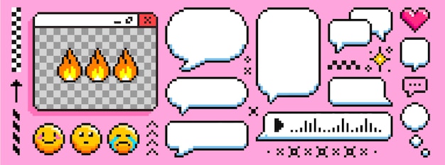 Gratis Vektor pixel talbubbla set