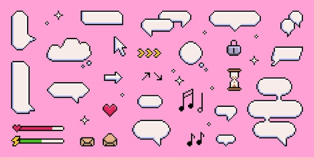 Gratis Vektor pixelkonst talbubbla samling