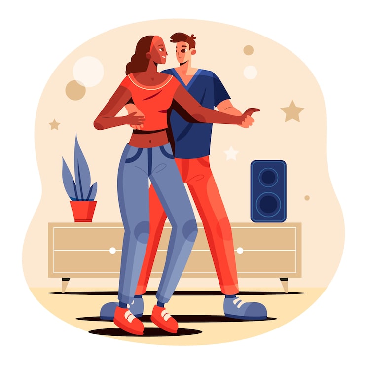 Gratis Vektor platt design bachata illustration