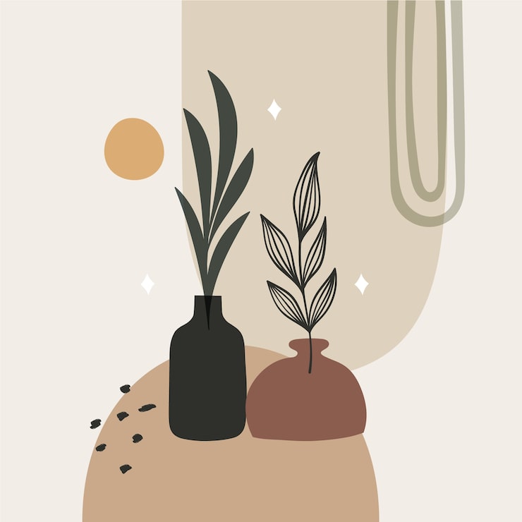 Gratis Vektor platt design boho väggkonst illustration