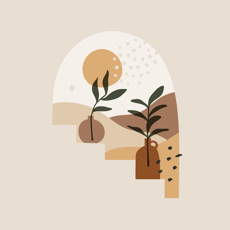 Gratis Vektor platt design boho väggkonst illustration