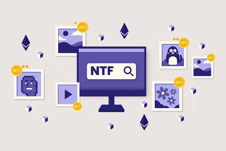 Gratis Vektor platt design nft-koncept