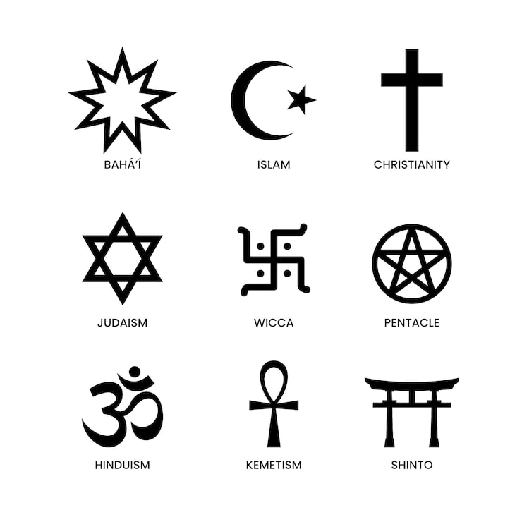 Gratis Vektor platt design religiös symbolsamling