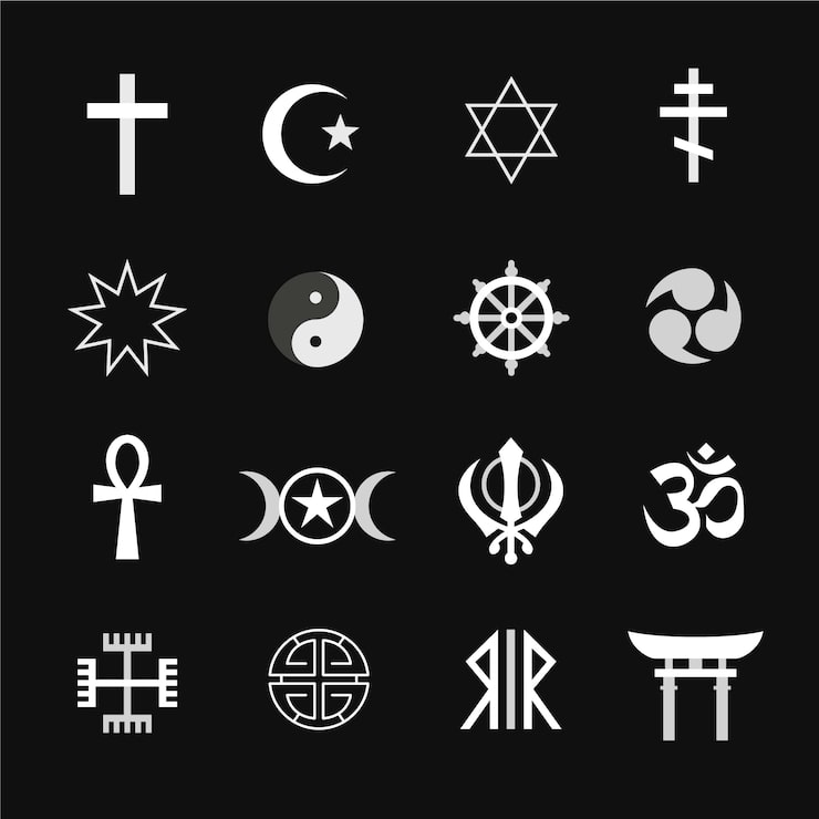 Gratis Vektor platt design religiös symbolsamling