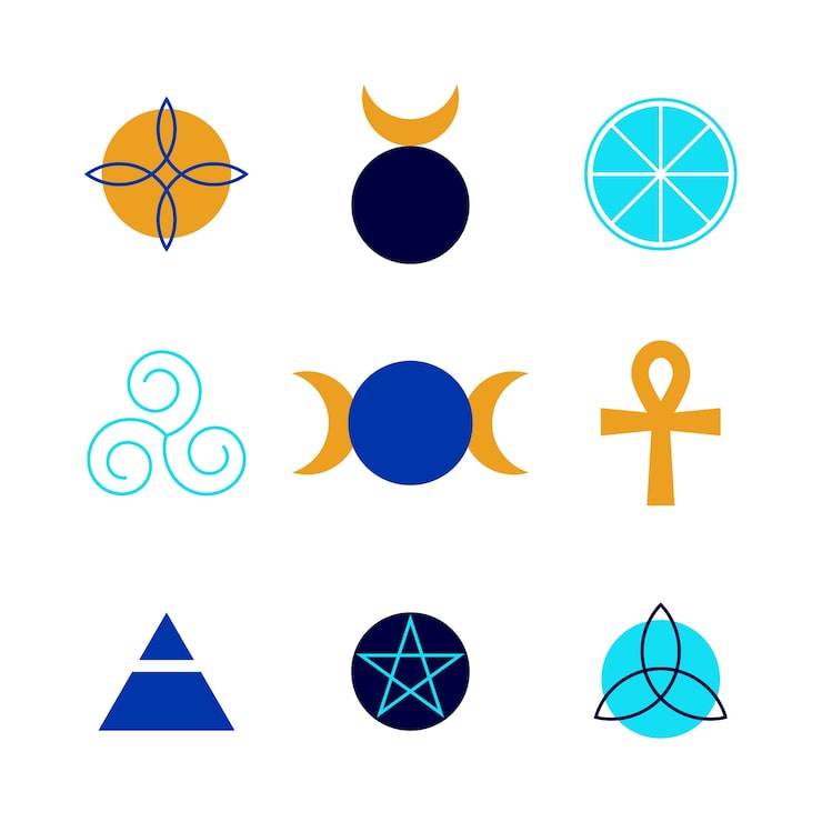 Gratis Vektor platt design wiccan symbolset