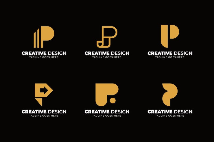 Gratis Vektor platt p-logo kollektion
