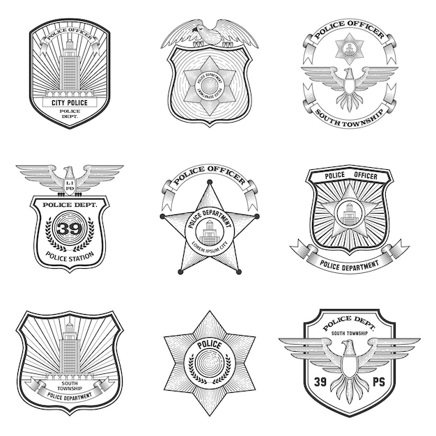 Gratis Vektor polisemblem – set