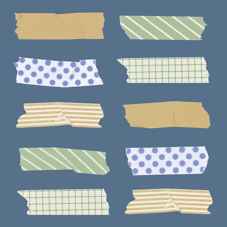 Gratis Vektor polka dot washi tejp clipart, grön mönsterkollektion