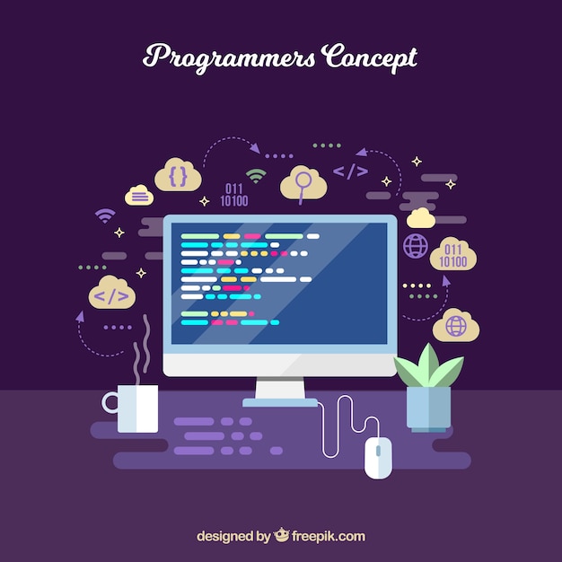 Gratis Vektor programmeringskoncept med fladt design