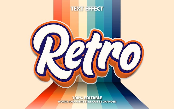 Gratis Vektor redigerbar retro texteffekt med bakgrund