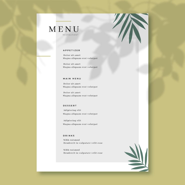 Gratis Vektor restaurang meny mall koncept