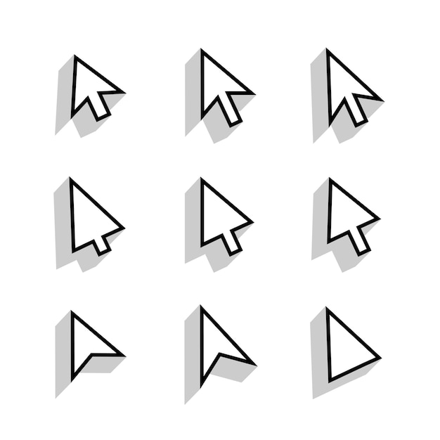 Gratis Vektor sæt af flad musemarkør pil element symbol design