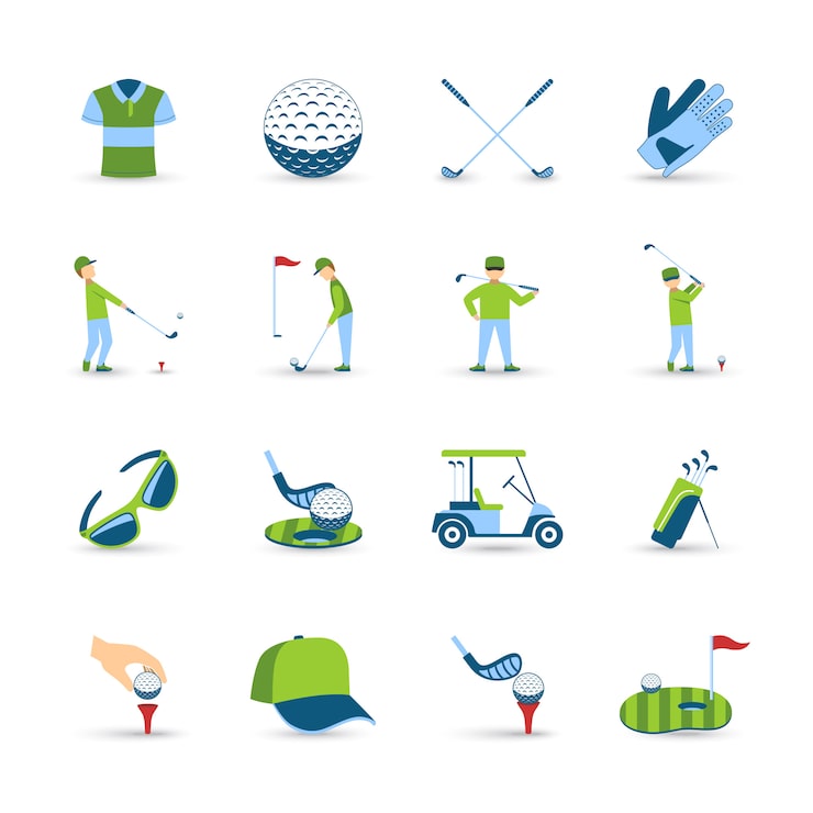 Gratis Vektor sæt med golfikoner