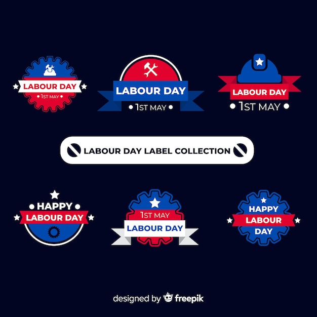 Gratis Vektor samling af flade labor day-labels