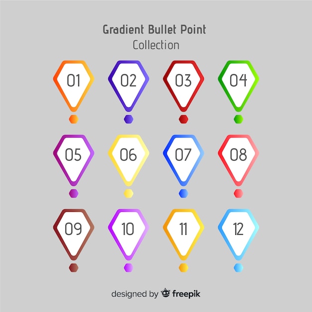 Gratis Vektor samling af gradient-bulletpoints