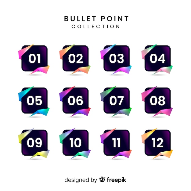 Gratis Vektor samling af gradient-bulletpoints