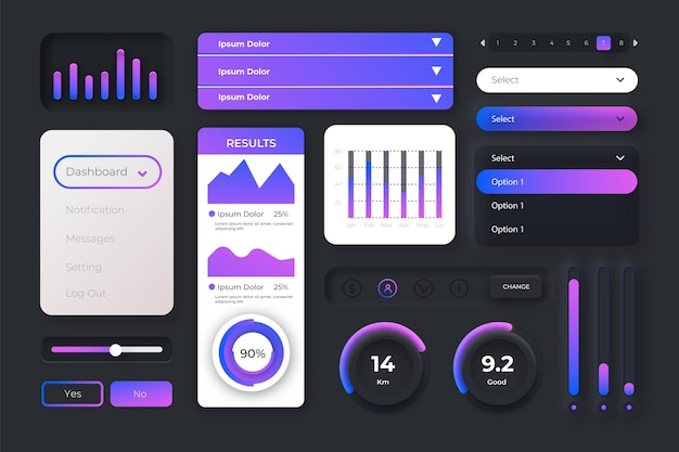 Gratis Vektor samling af gradient ui-kit