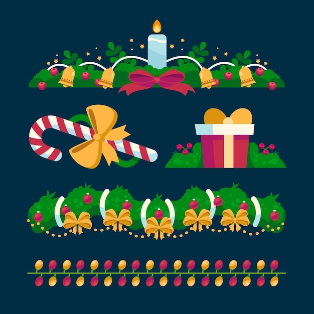 Gratis Vektor samling af julepynt i flad design