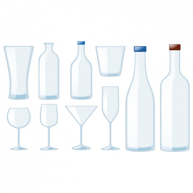 Gratis Vektor samling av flaskor och glas