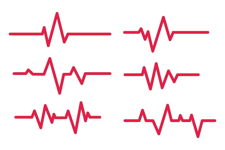 Gratis Vektor seks ekg hjerteslag linjer rød samling