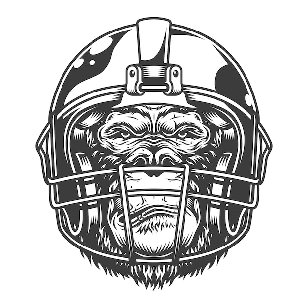 Gratis Vektor seriös gorilla i monokrom stil