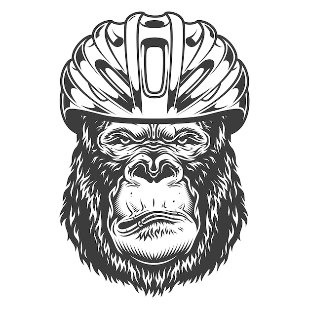 Gratis Vektor seriös gorilla i monokrom stil