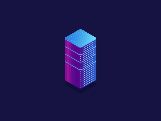 Gratis Vektor serverrum, molndatalagring, datacenterdatabas, teknikblock