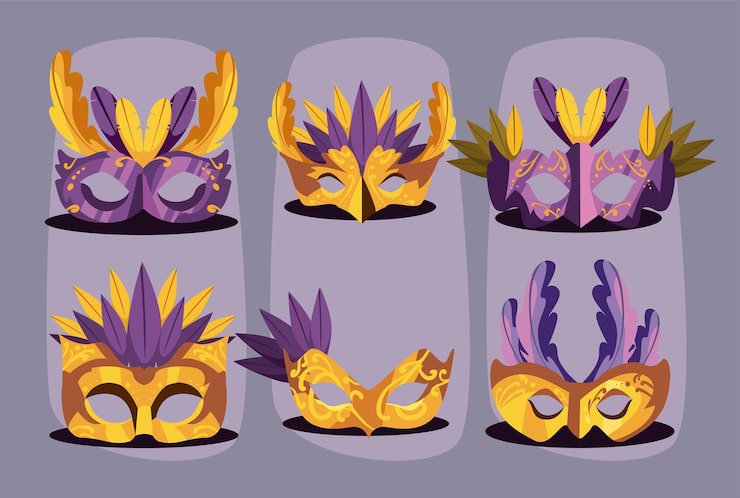 Gratis Vektor set med sex mardi gras-masker