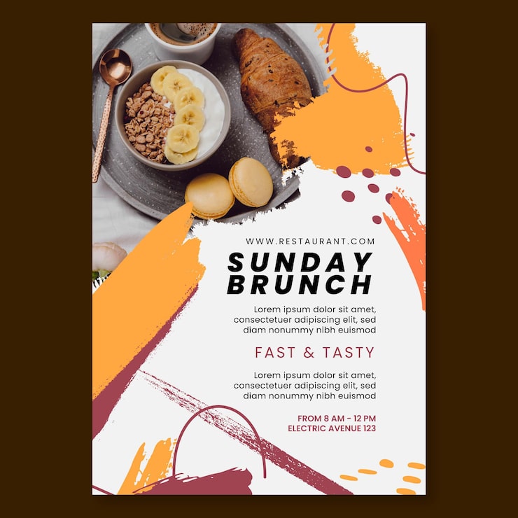 Gratis Vektor skabelon til brunch restaurant plakat