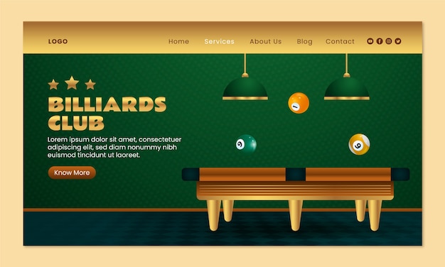 Gratis Vektor skabelondesign til billardklub