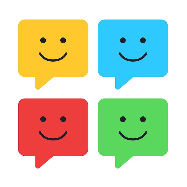 Gratis Vektor smiley face message bubble set