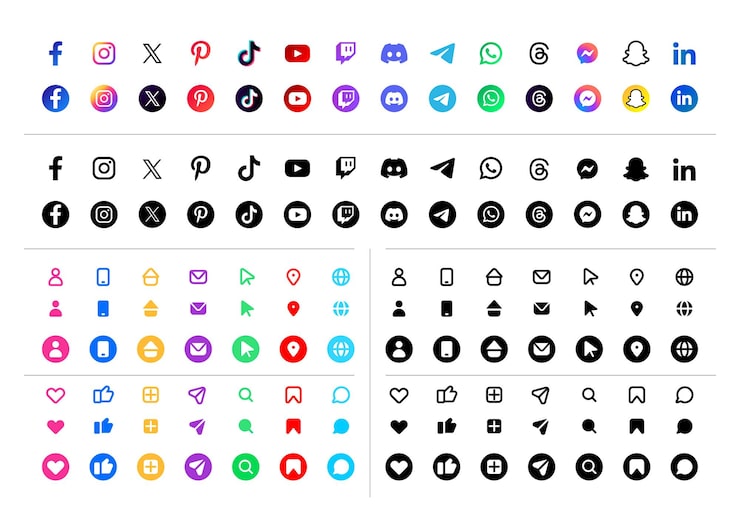 Social media logoer og ikoner sæt