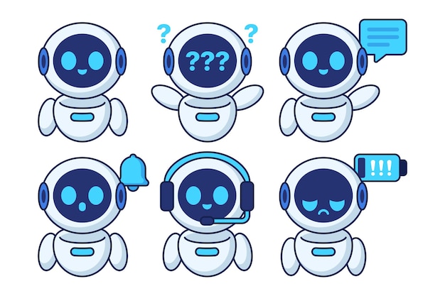 Gratis Vektor sød robotassistentpakke