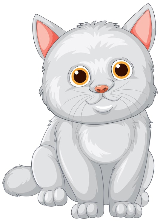 Gratis Vektor söt vit katt illustration