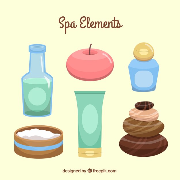 Gratis Vektor spa-elementsamling i fladt design