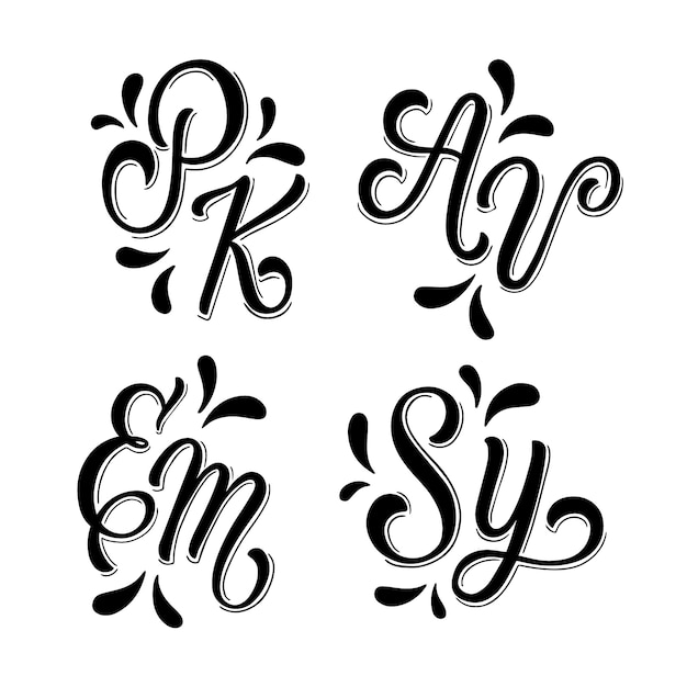 Gratis Vektor svart textmonogramset