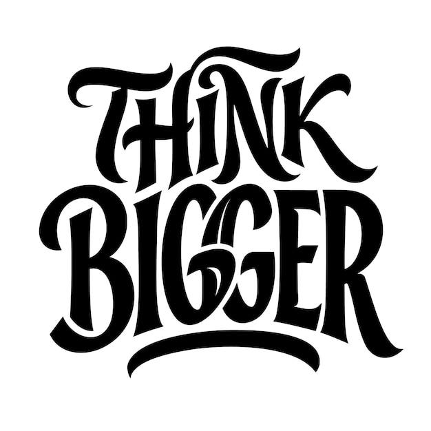 Gratis Vektor tänk större handtextad typografi.