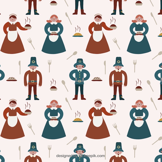 Gratis Vektor thanksgiving pilgrim mønster
