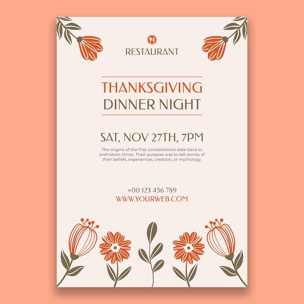 Gratis Vektor thanksgiving restaurant invitation